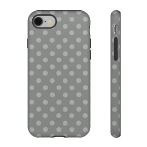 Grey Stylish Phone Case, Cute Polka Dot Design, Durable Tech Accessory, Trendy Phone Cover, Gift for Modern Smartphone Protection