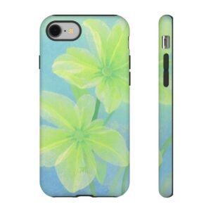 Green Floral Phone Case, Tough Case, Cute Floral Design, Spring Aesthetic, Durable Phone Cover
