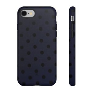 Dark Blue Stylish Phone Case, Tough Cases with Polka Dots, Cute Mobile Cover, Trendy Smartphone Protection