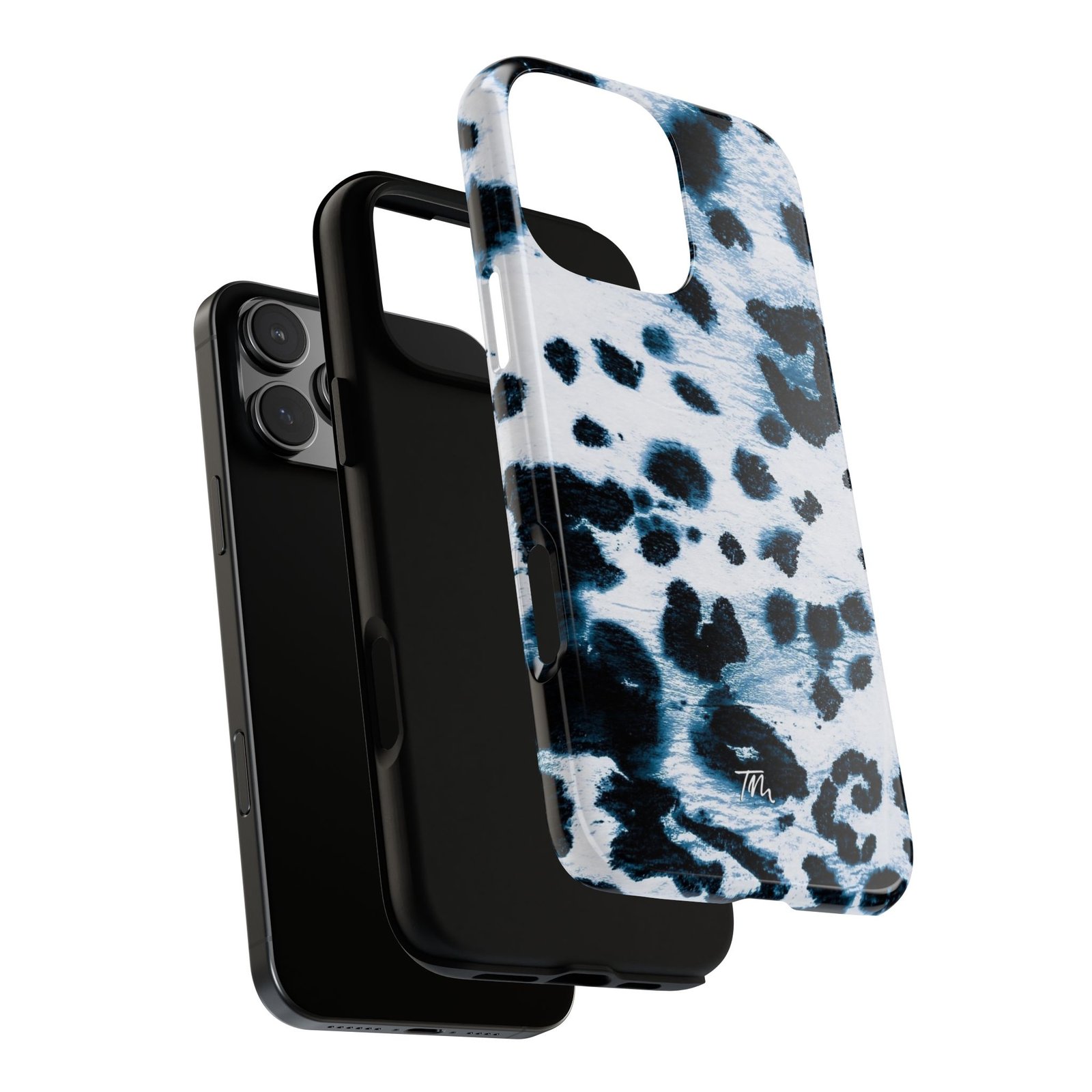 Stylish Blue and White Pattern Tough Case, Chic Leopard Print Phone Cover, Durable Phone Protection - Image 5