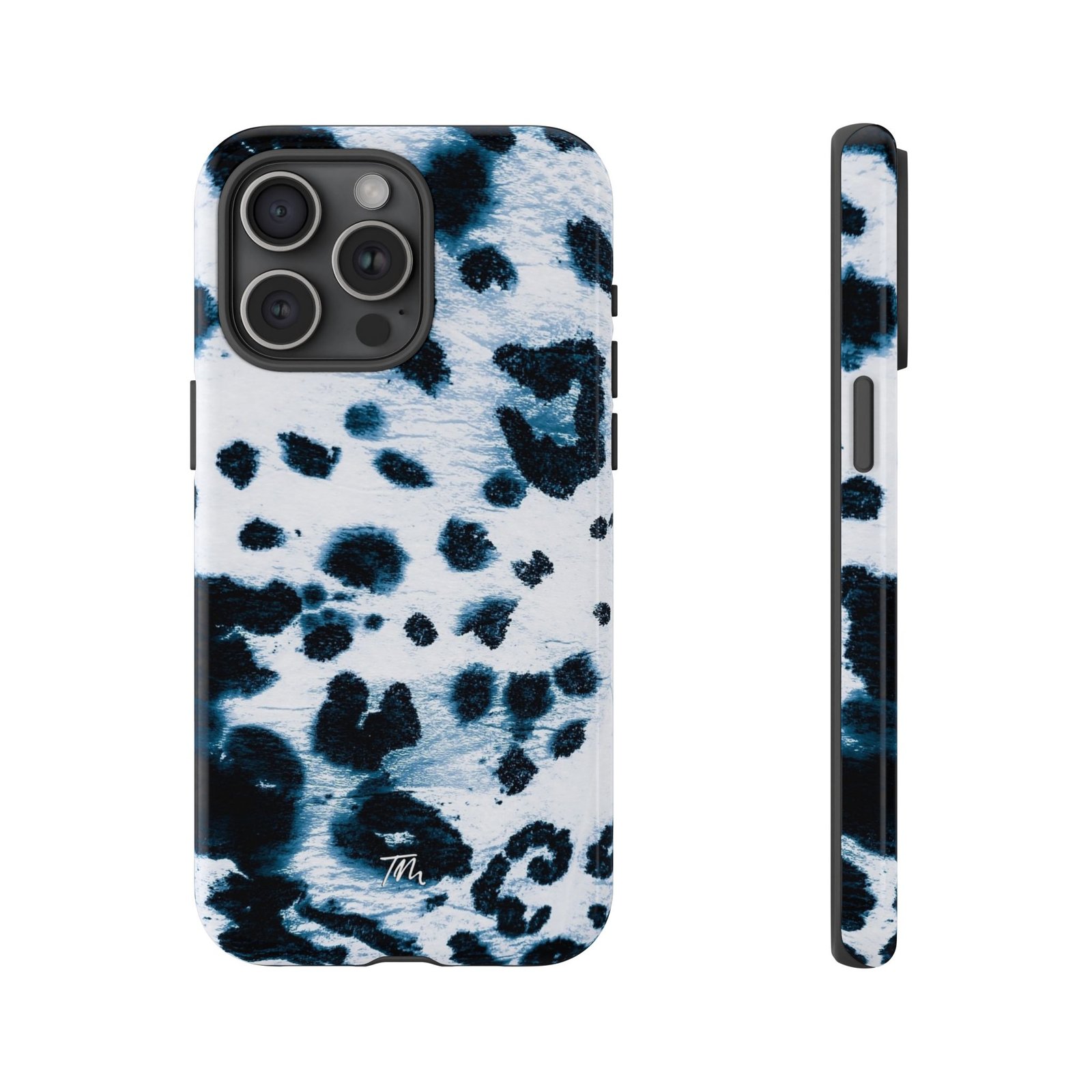 Stylish Blue and White Pattern Tough Case, Chic Leopard Print Phone Cover, Durable Phone Protection - Image 2
