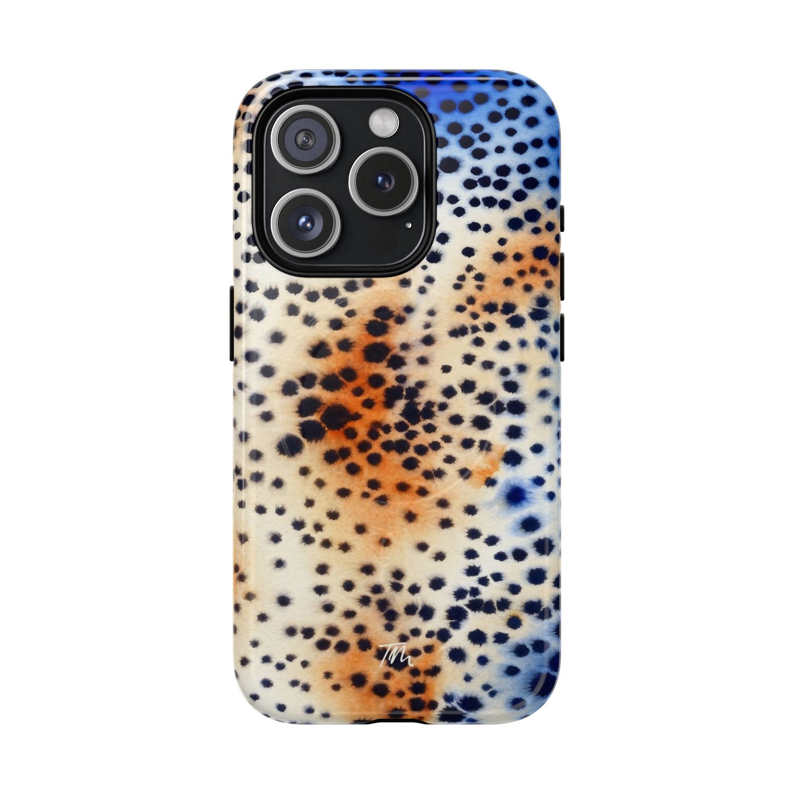MagSafe® Compatible Spotty Pattern Colorful Watercolor Tough iPhone Case, Durable Phone Cover for Tough Protection, Stylish Aesthetic Orange Blue Phone Case - Image 2