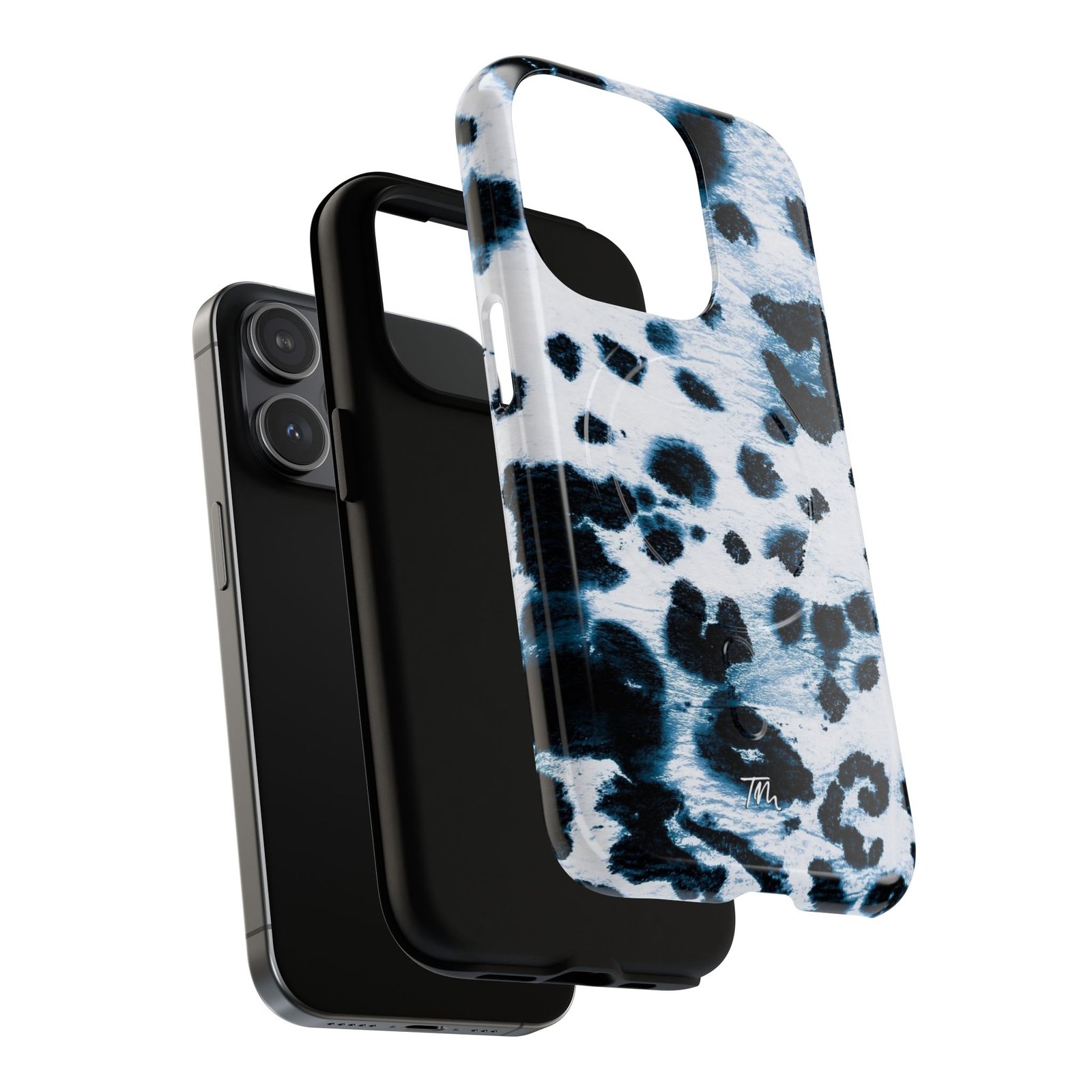 MagSafe® Compatible Stylish Blue and White Pattern Tough Case, Chic Leopard Print Phone Cover, Durable Phone Protection - Image 4