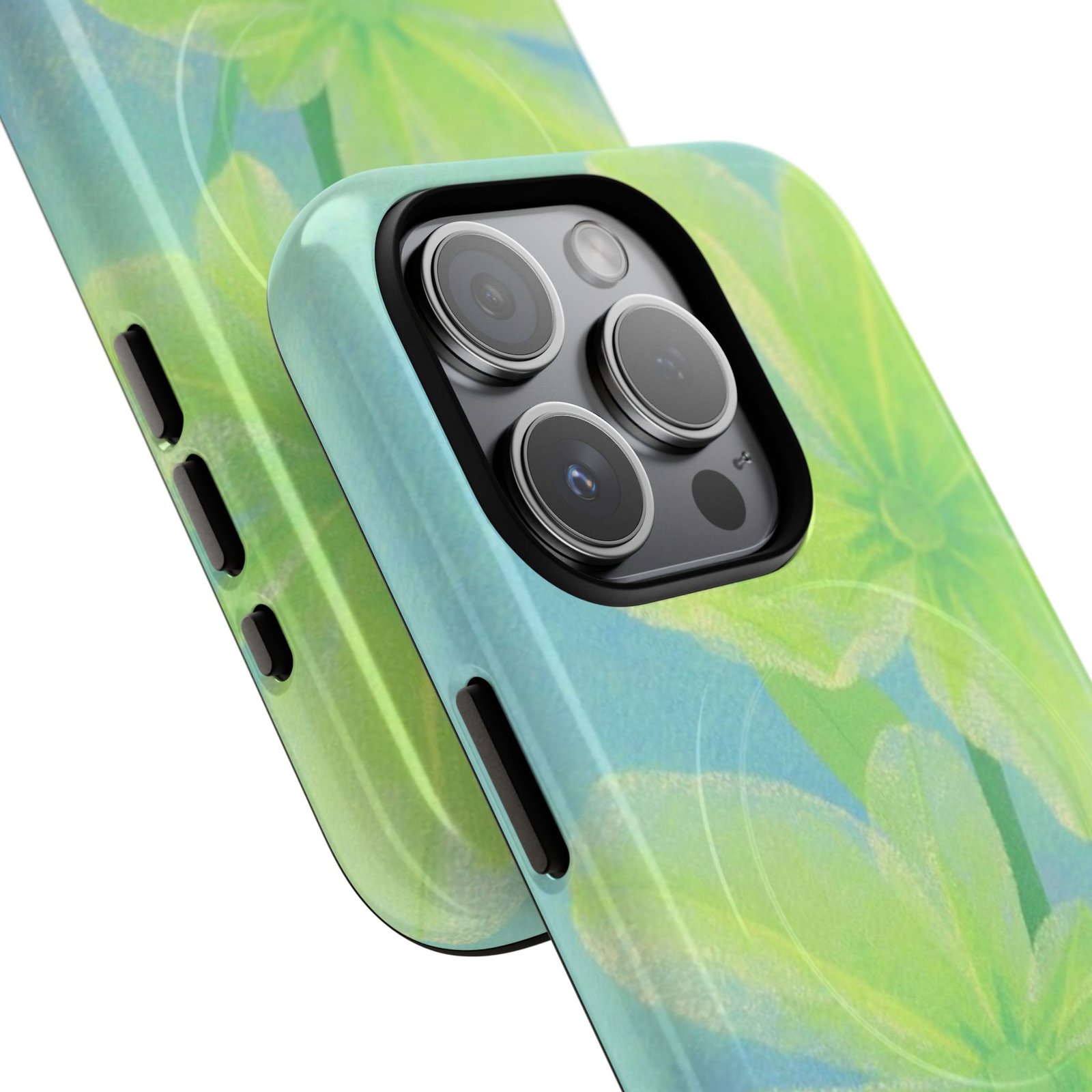 MagSafe® Compatible Green Floral Phone Case, Tough Case, Cute Floral Design, Spring Aesthetic, Durable Phone Cover - Image 3