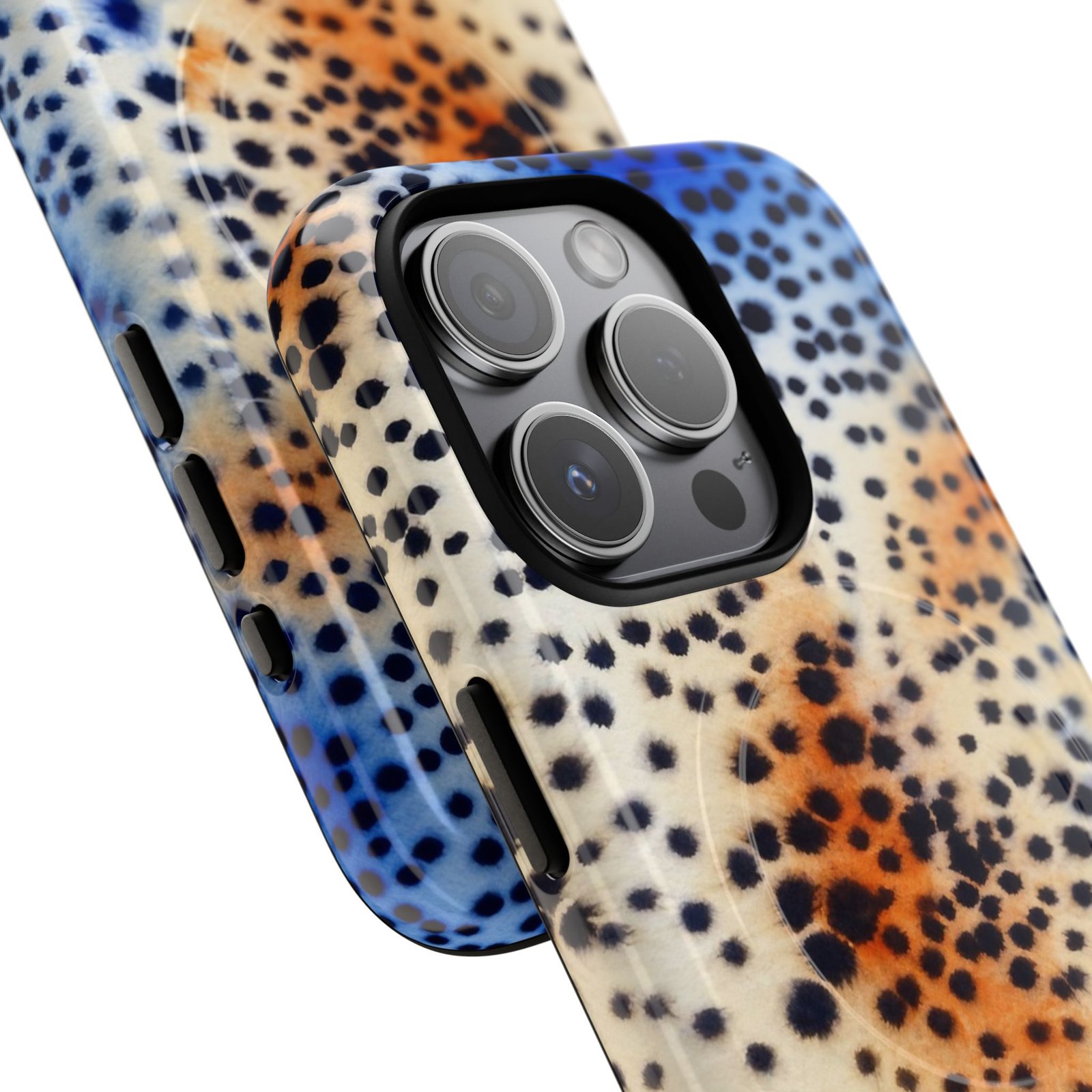 MagSafe® Compatible Spotty Pattern Colorful Watercolor Tough iPhone Case, Durable Phone Cover for Tough Protection, Stylish Aesthetic Orange Blue Phone Case - Image 3