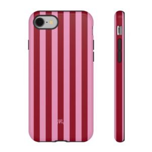 Striped Red & Pink Tough Phone Case, Durable Protective Phone Cover, Stylish Phone Cover