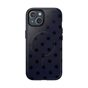 MagSafe® Compatible Dark Blue Stylish Phone Case, Tough Cases with Polka Dots, Cute Mobile Cover, Trendy Smartphone Protection