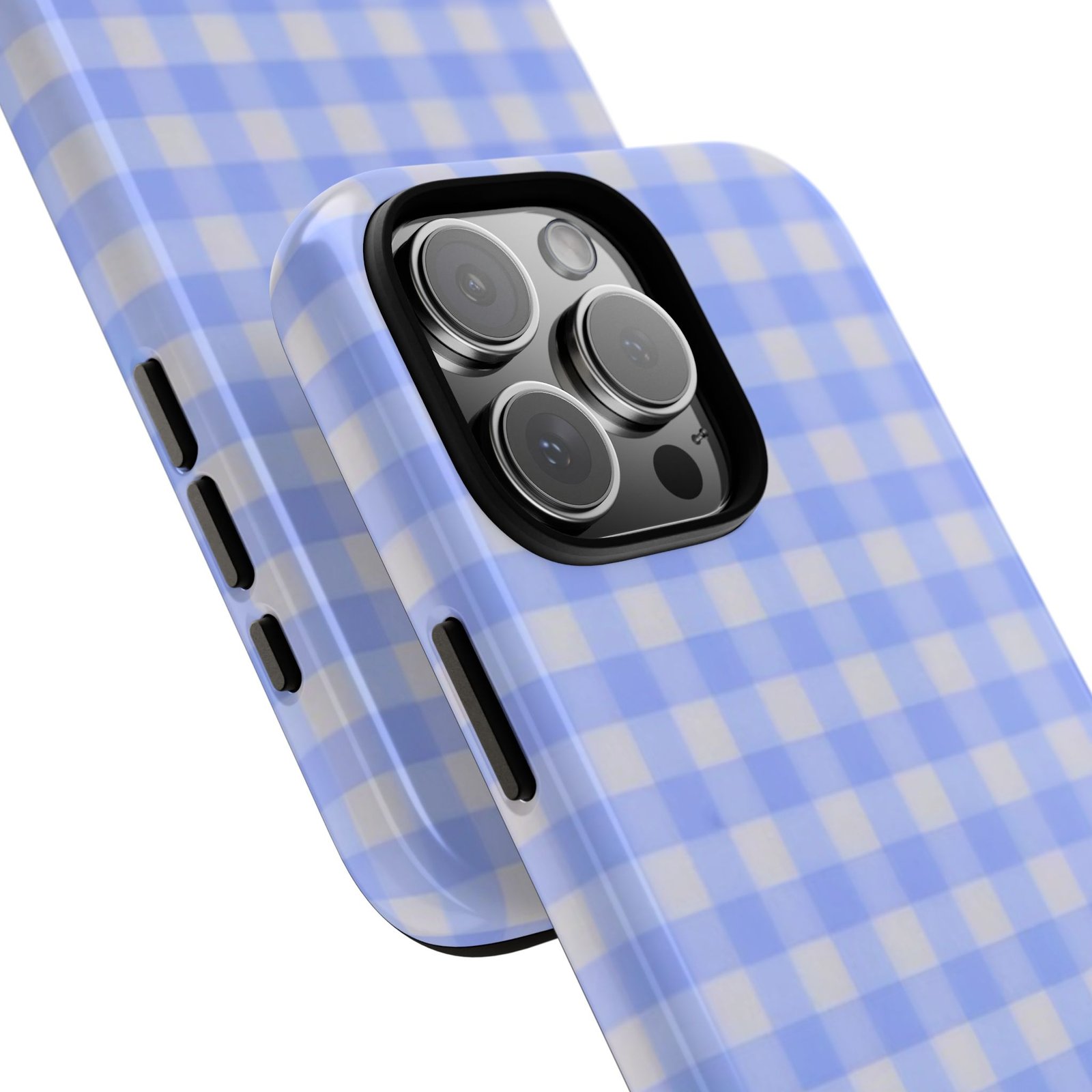 Blue Gingham Tough Phone Case, Durable Plaid Protective Cover, Blue Plaid Case - Image 4