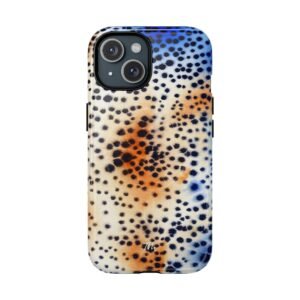 MagSafe® Compatible Spotty Pattern Colorful Watercolor Tough iPhone Case, Durable Phone Cover for Tough Protection, Stylish Aesthetic Orange Blue Phone Case