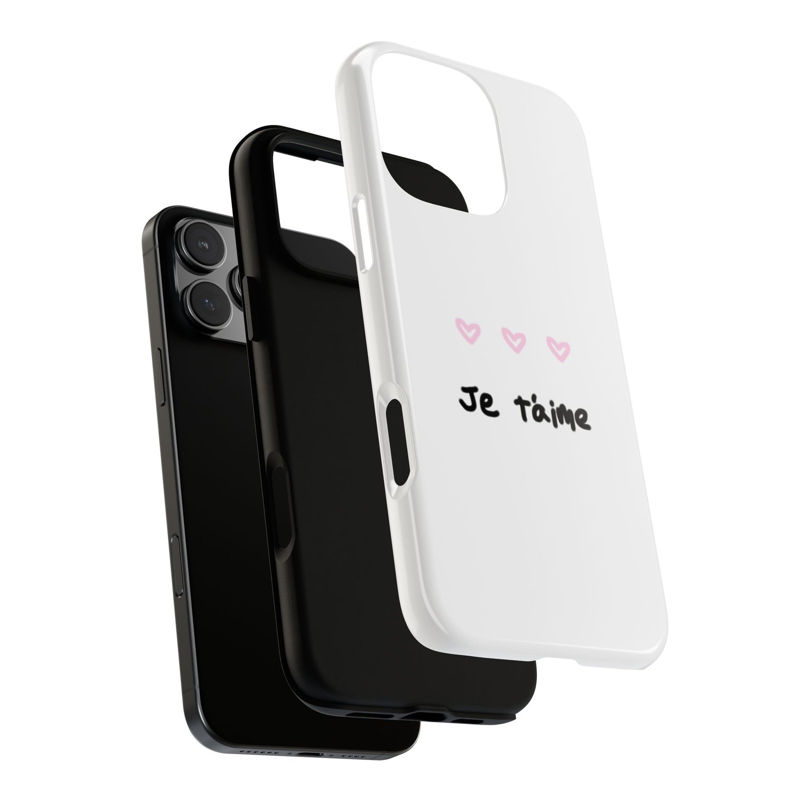 Chic Je t'aime Heart Phone Case, Durable Protective Phone Cover, Stylish Cute Design Phone Case - Image 57