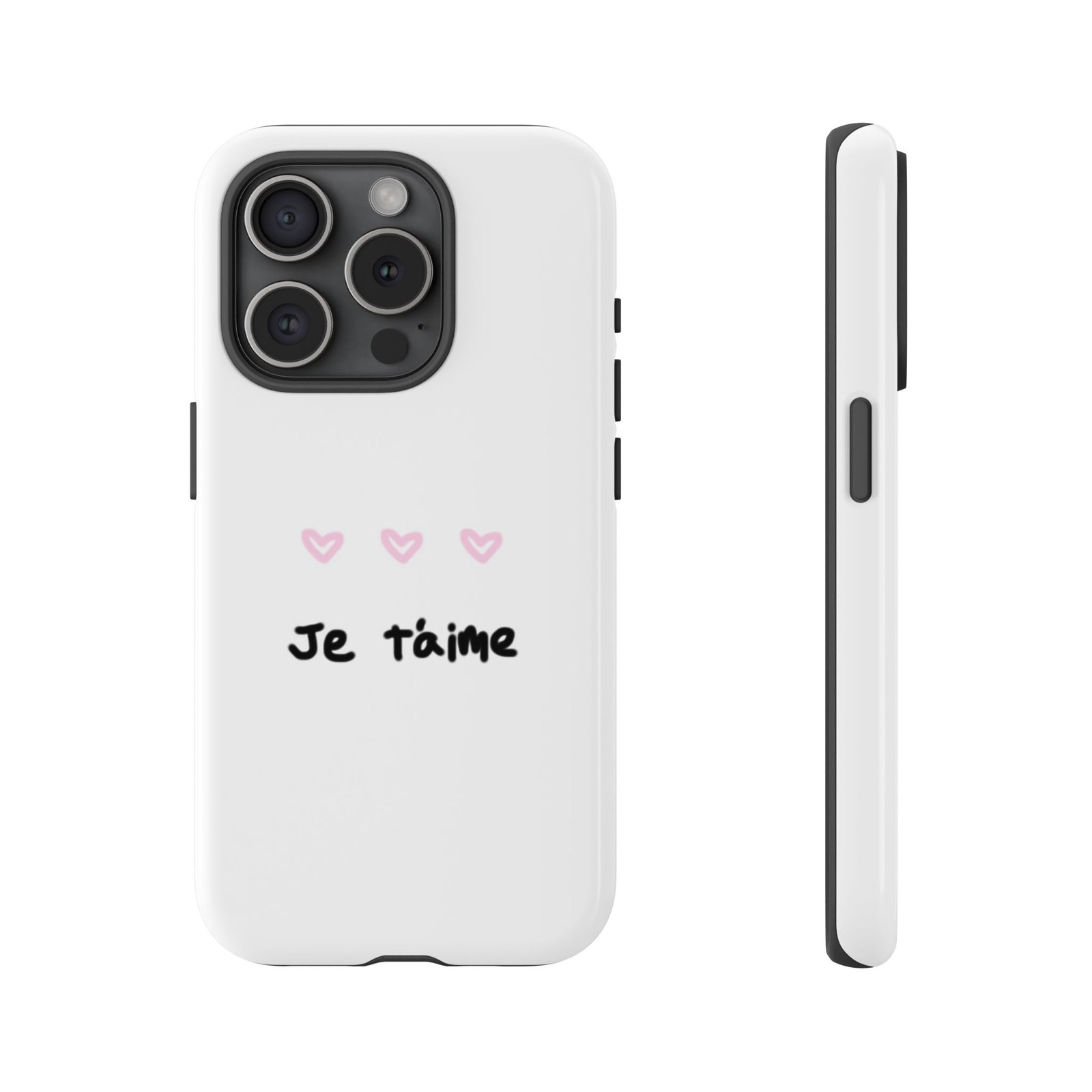 Chic Je t'aime Heart Phone Case, Durable Protective Phone Cover, Stylish Cute Design Phone Case - Image 44