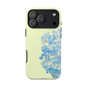 Hydrangea Flowers Tough Phone Case, Pastel Blue Floral Protective Cover