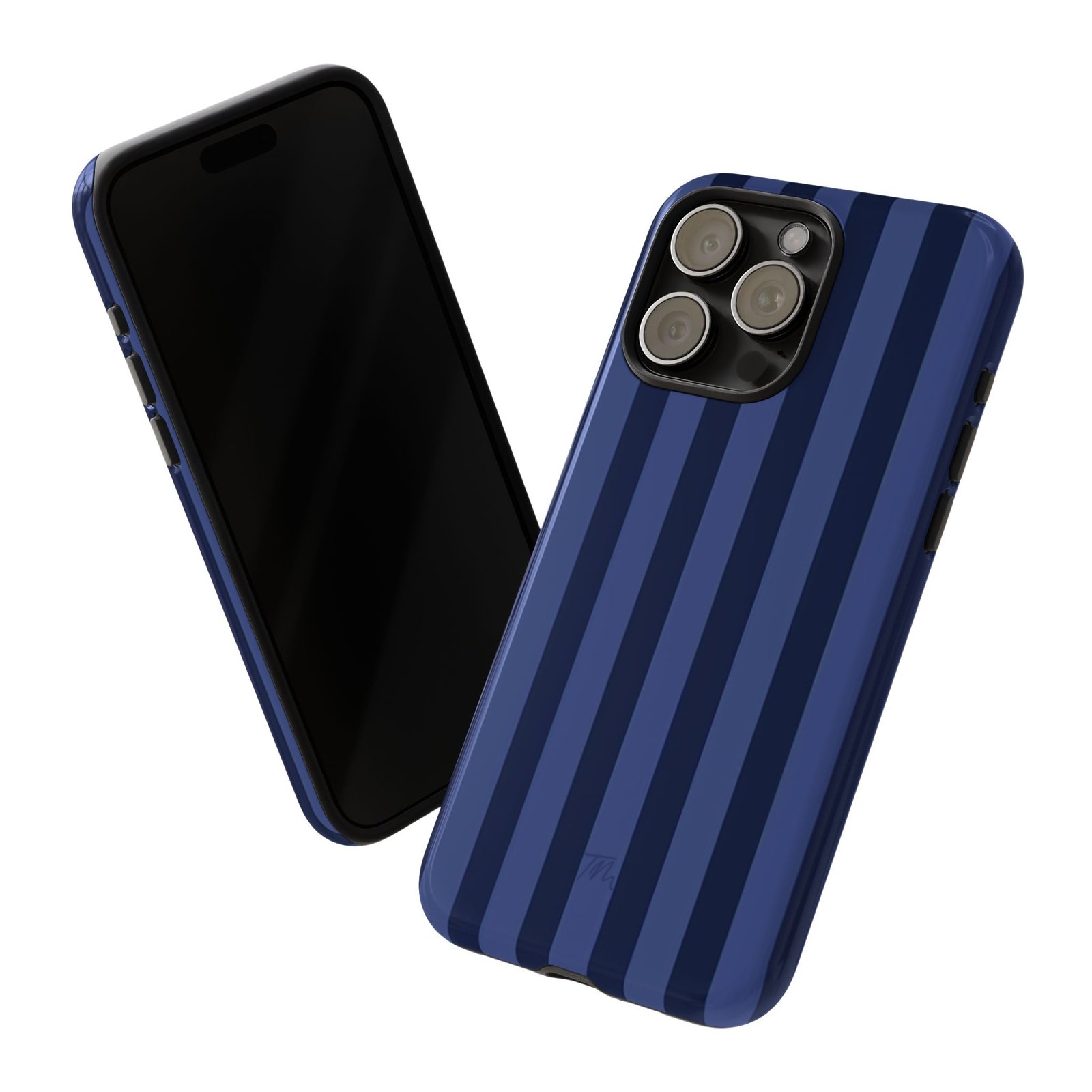 Striped Navy Tough Phone Case, Durable Cover for Phone Protection, Blue Phone Case - Image 3