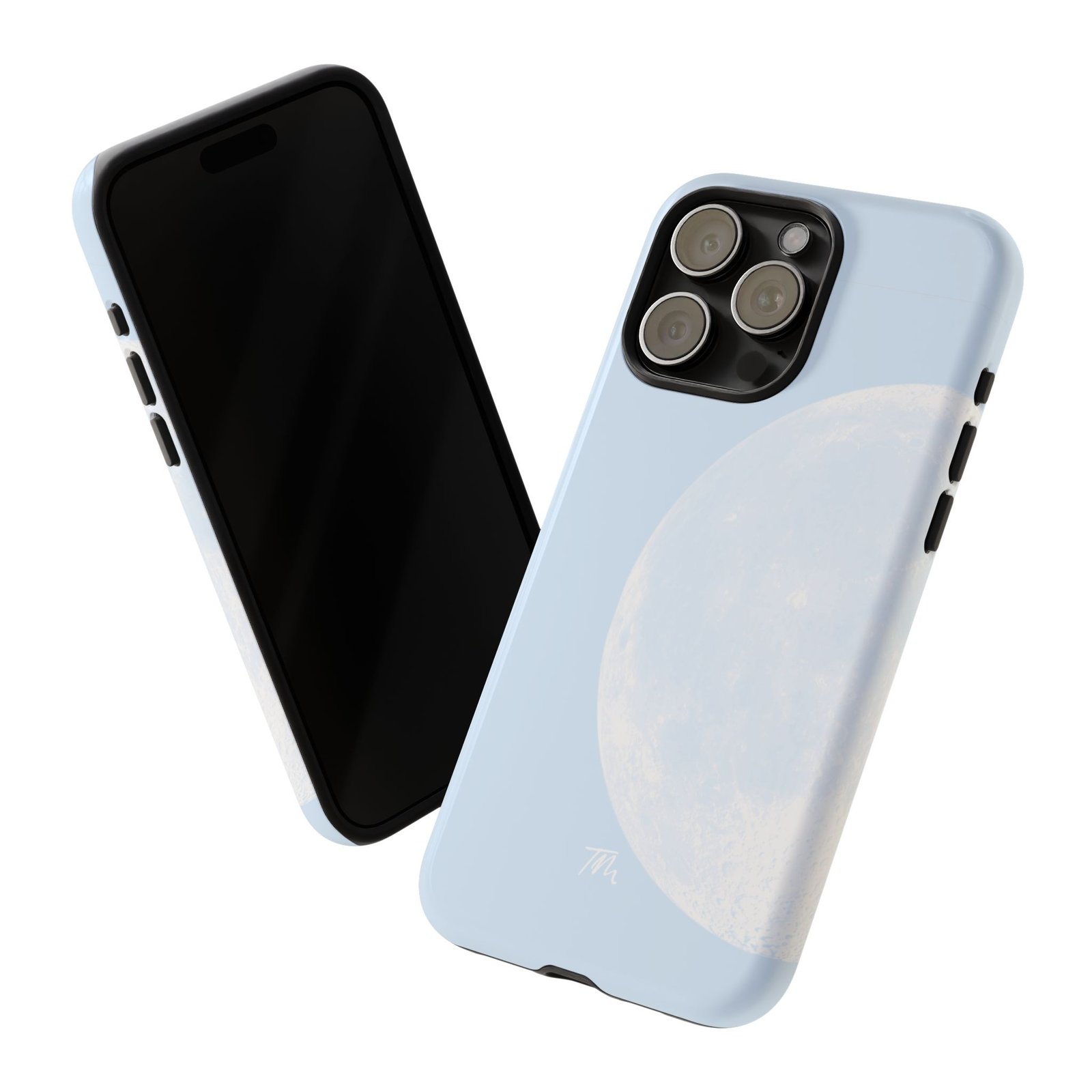 Blue Moon Phone Case, Pale Blue Lunar Graphic Tough Case, Durable Case for Protection - Image 3