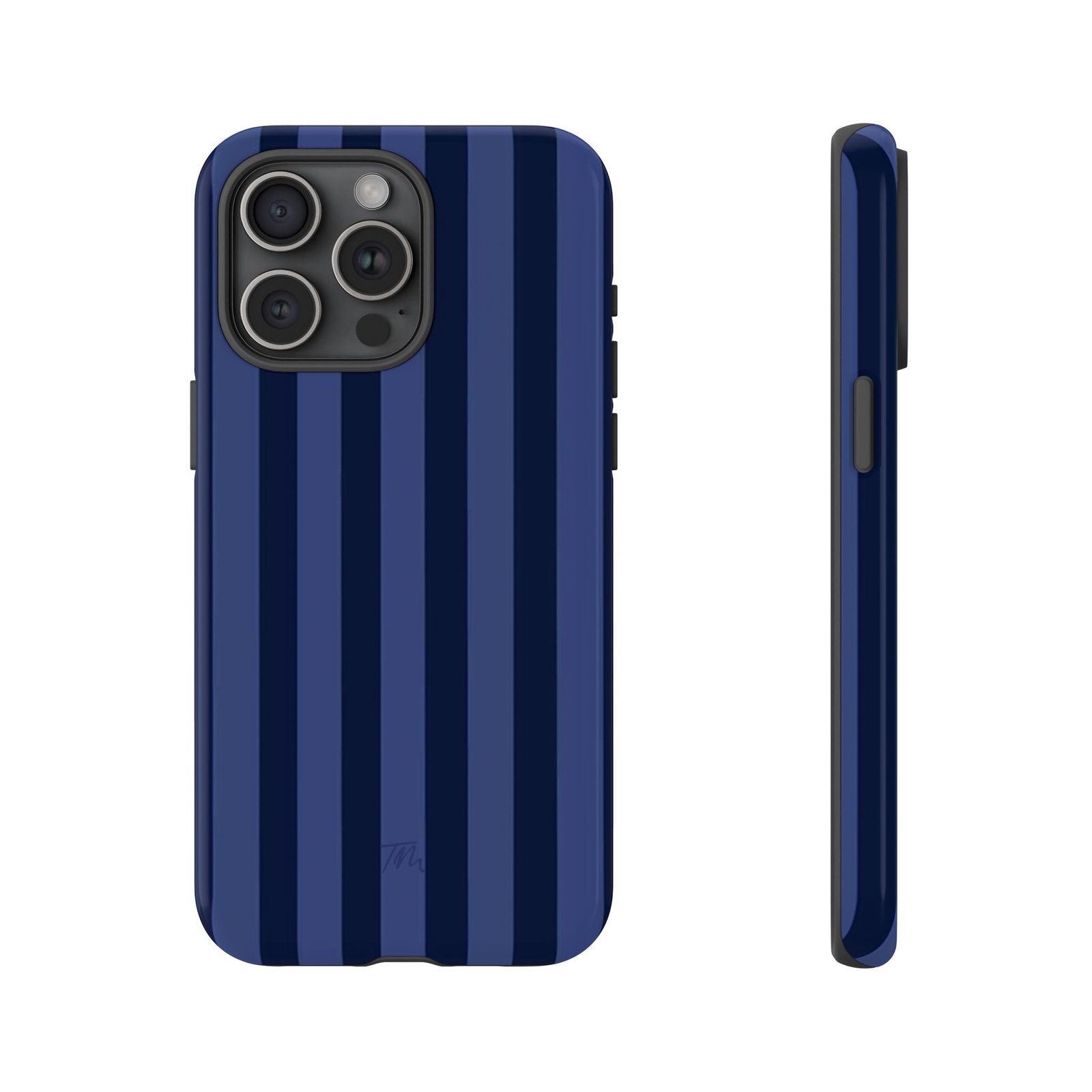 Striped Navy Tough Phone Case, Durable Cover for Phone Protection, Blue Phone Case - Image 2