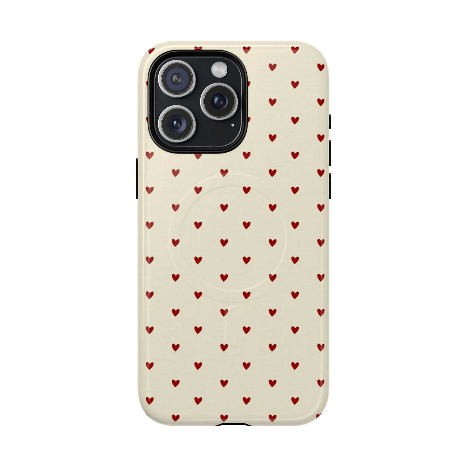 MagSafe® Compatible Red Heart Pattern Phone Case, Cute Phone Cover - Image 3
