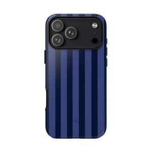 Striped Navy Tough Phone Case, Durable Cover for Phone Protection, Blue Phone Case