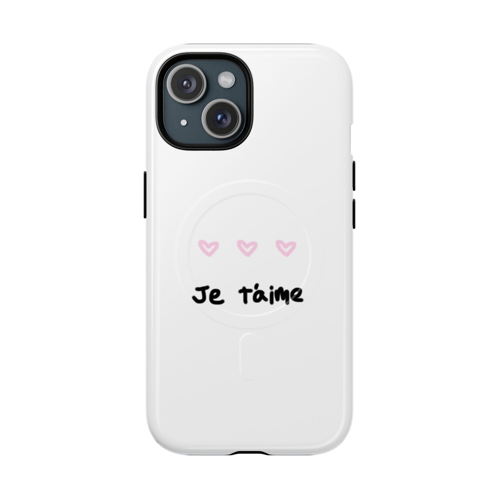 MagSafe® Compatible Cute Je t'aime Heart Phone Case, Durable Protective Phone Cover