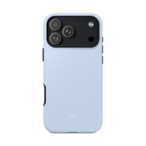 Light Blue Polka Dot Tough Phone Case, Light Blue iPhone Cover, Minimalistic Phone Case
