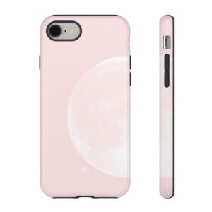 Pink Moon Tough Phone Case, Graphic Lunar Design, Durable Phone Cover for Protection