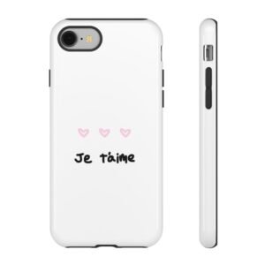 Chic Je t'aime Heart Phone Case, Durable Protective Phone Cover, Stylish Cute Design Phone Case