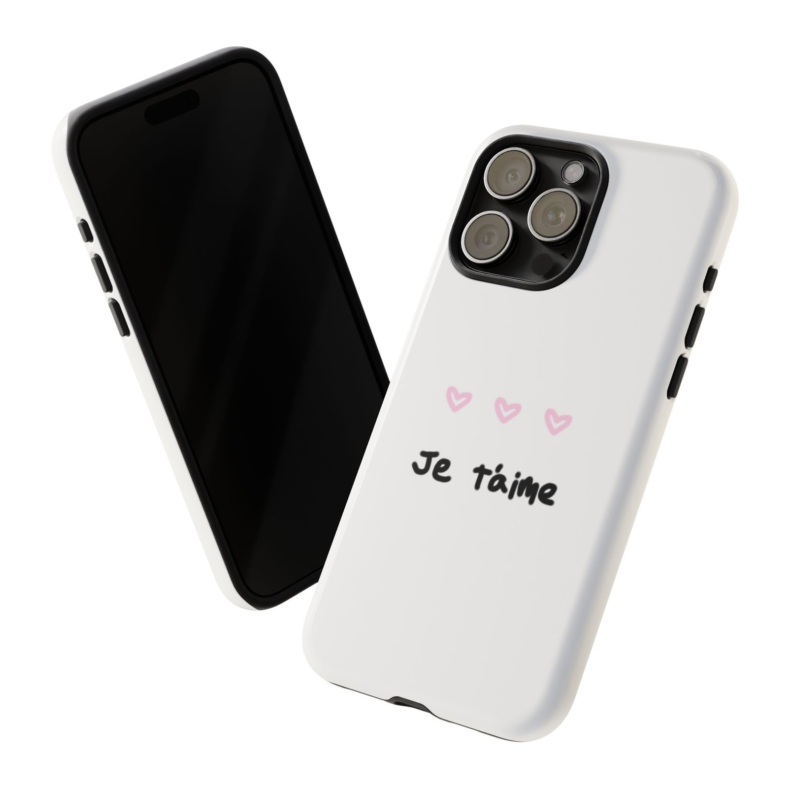 Chic Je t'aime Heart Phone Case, Durable Protective Phone Cover, Stylish Cute Design Phone Case - Image 46
