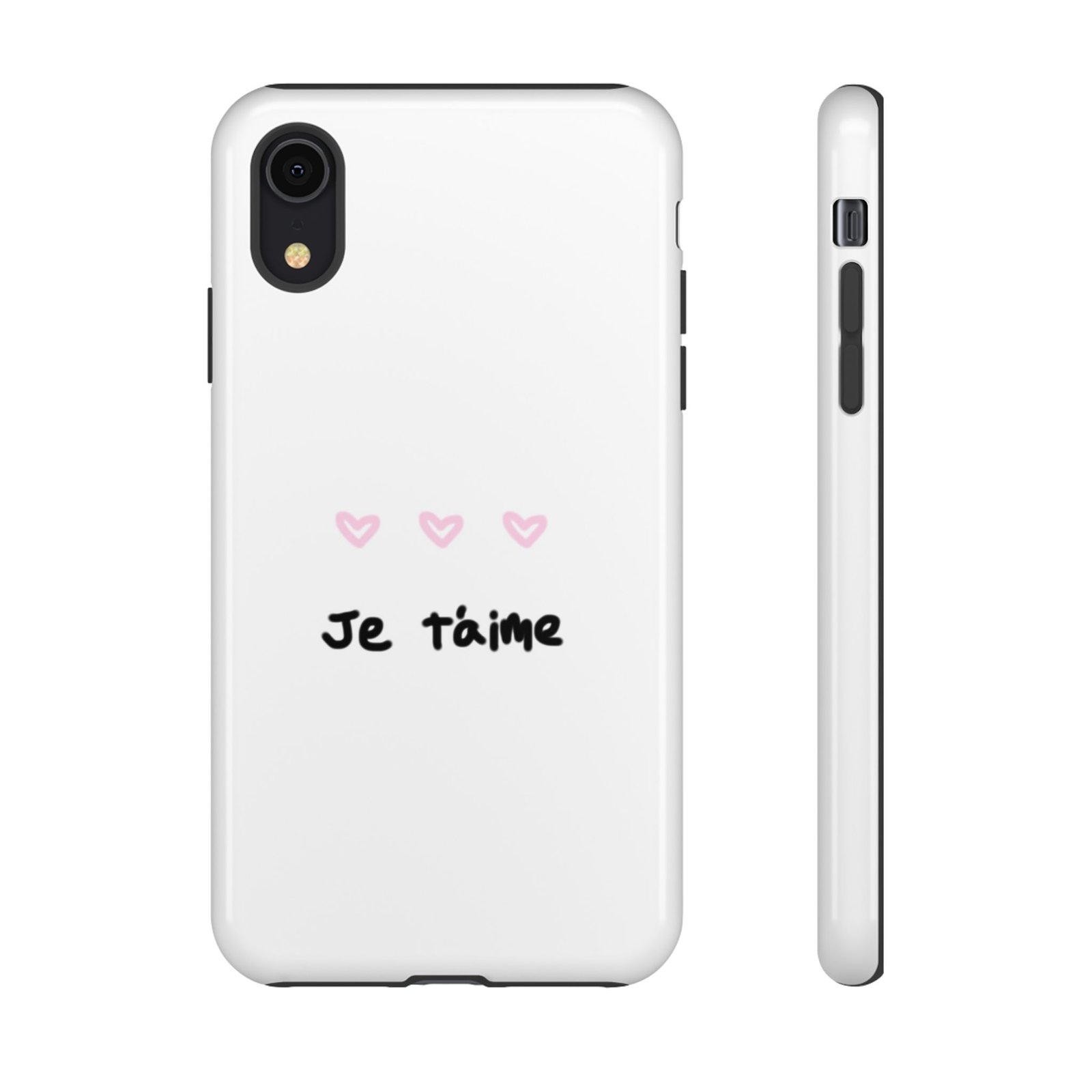 Chic Je t'aime Heart Phone Case, Durable Protective Phone Cover, Stylish Cute Design Phone Case - Image 4
