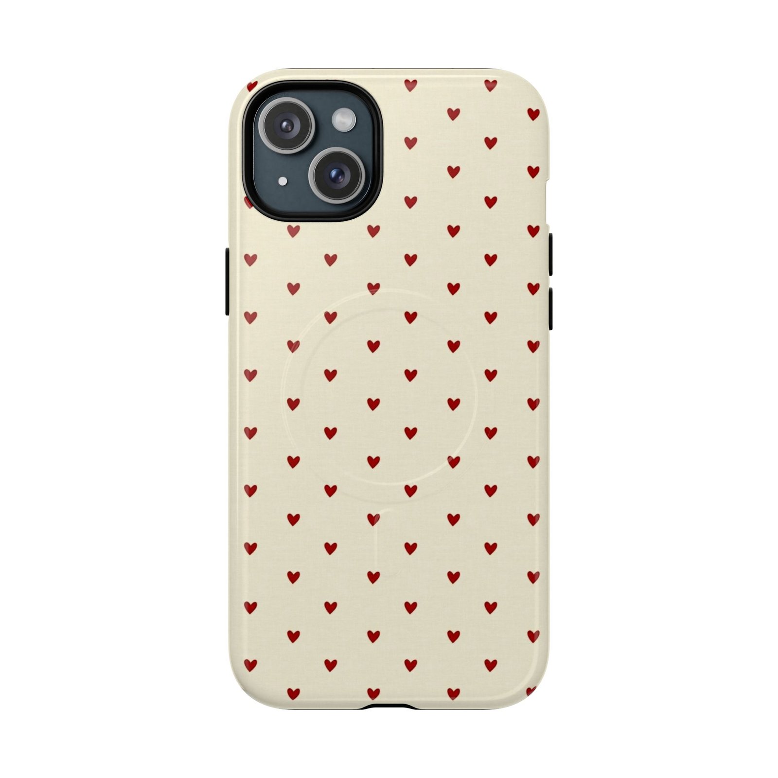 MagSafe® Compatible Red Heart Pattern Phone Case, Cute Phone Cover - Image 2