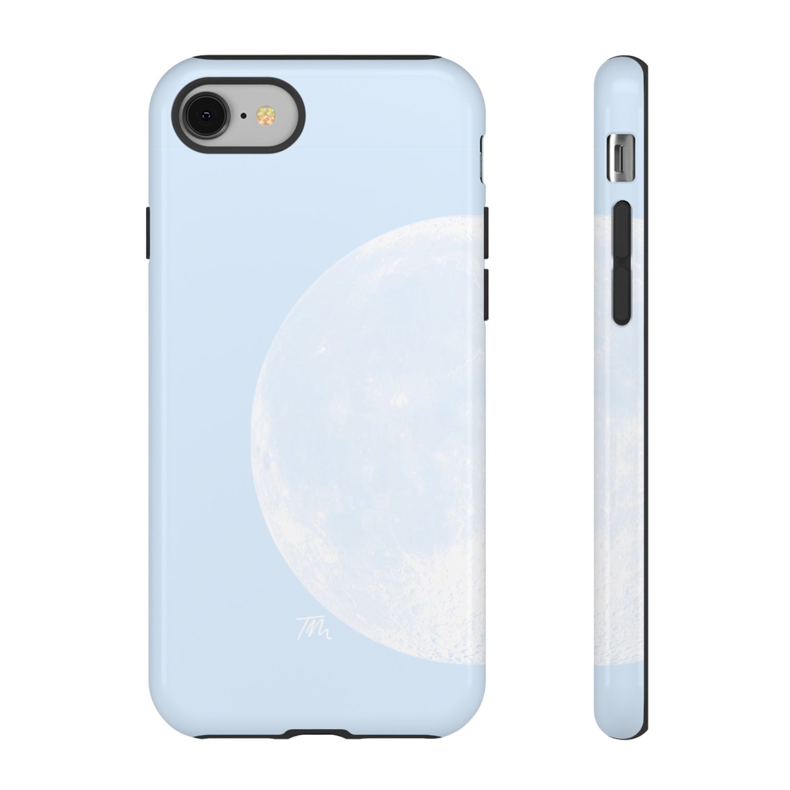 Blue Moon Phone Case, Pale Blue Lunar Graphic Tough Case, Durable Case for Protection