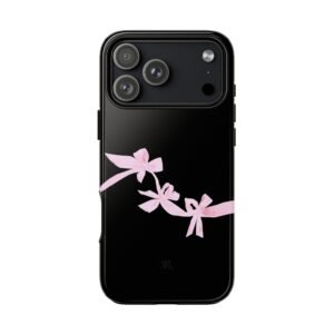 Pink Ribbon Bow Tough Phone Case, Durable and Protective Phone Cover, Cute Black and Pink Phone Case