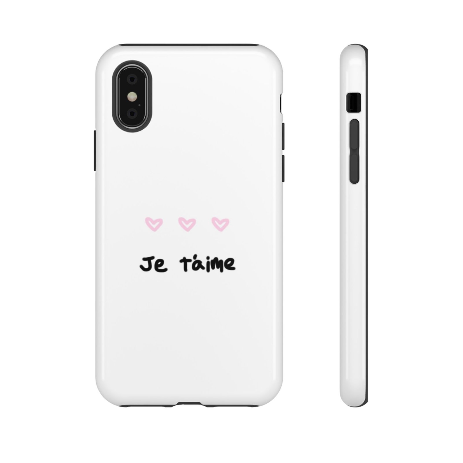 Chic Je t'aime Heart Phone Case, Durable Protective Phone Cover, Stylish Cute Design Phone Case - Image 5
