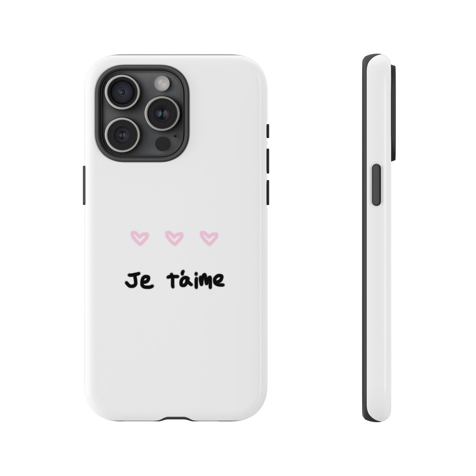 Chic Je t'aime Heart Phone Case, Durable Protective Phone Cover, Stylish Cute Design Phone Case - Image 45